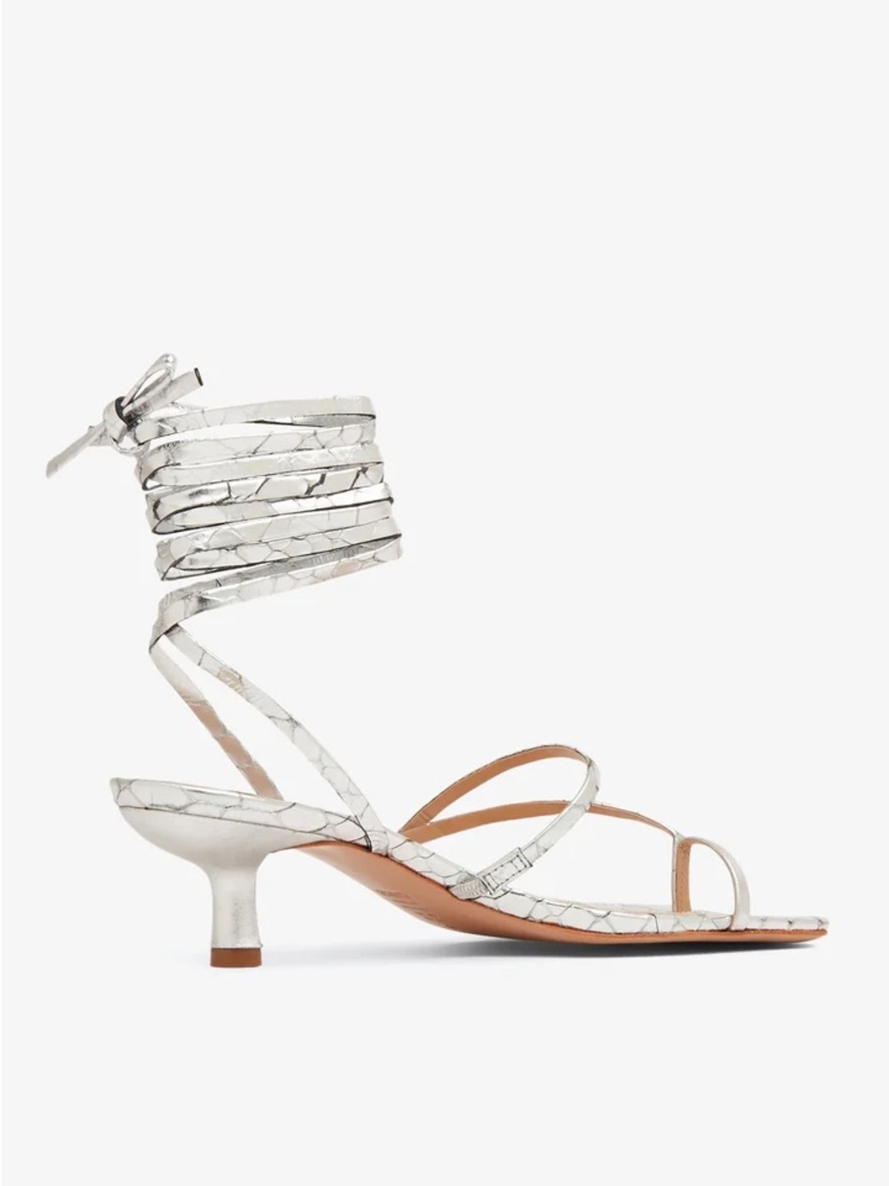 Schultz Lily mid metallic Wrap Ankle-Strap Kitten Heel Sandals New